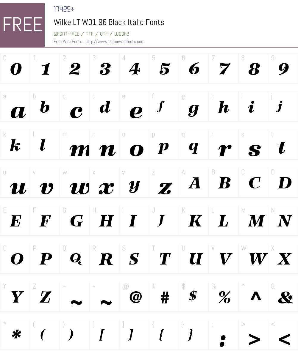 WilkeLTW01-96BlackItalic Font Screenshots