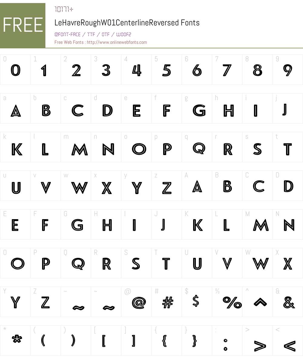LeHavreRoughW01-CenterlineReversed Font Screenshots