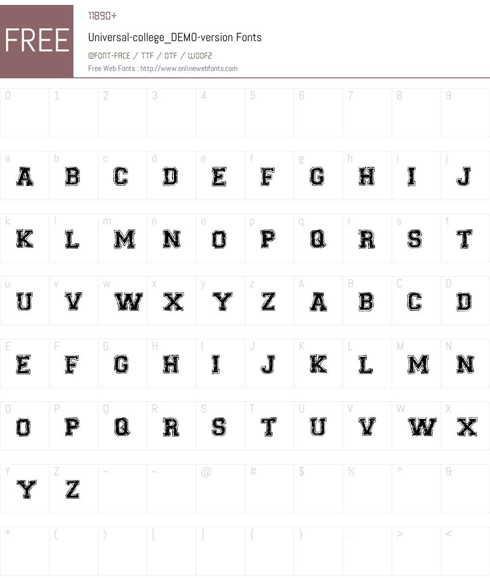 Universal-college_DEMO-version Font Screenshots