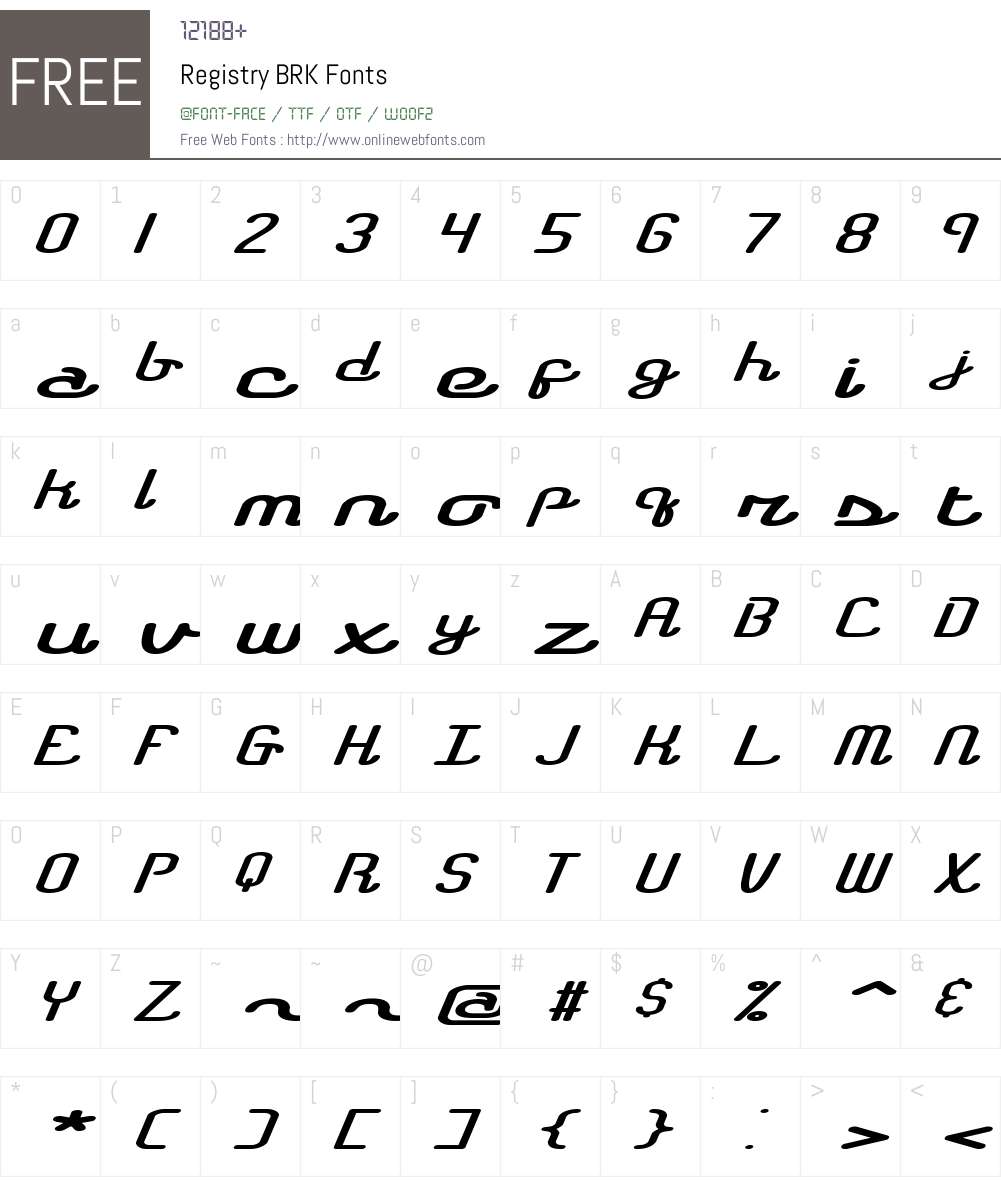 Registry BRK Font Screenshots