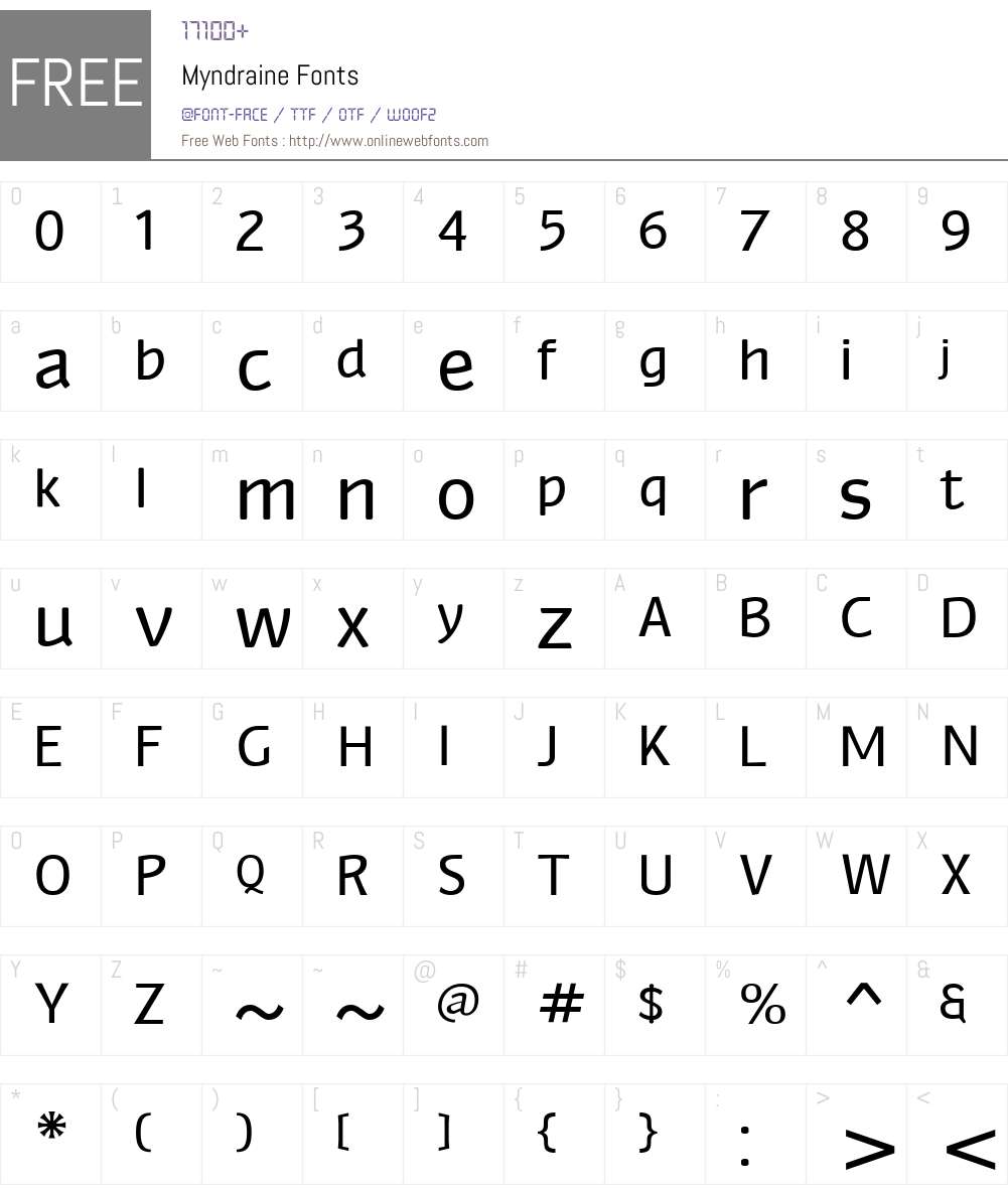 Myndraine Font Screenshots