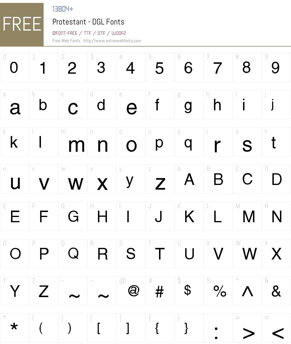 Protestant - DGL Font Screenshots