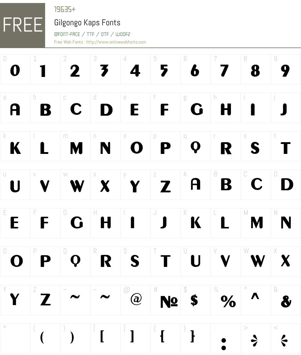 Gilgongo Kaps Font Screenshots
