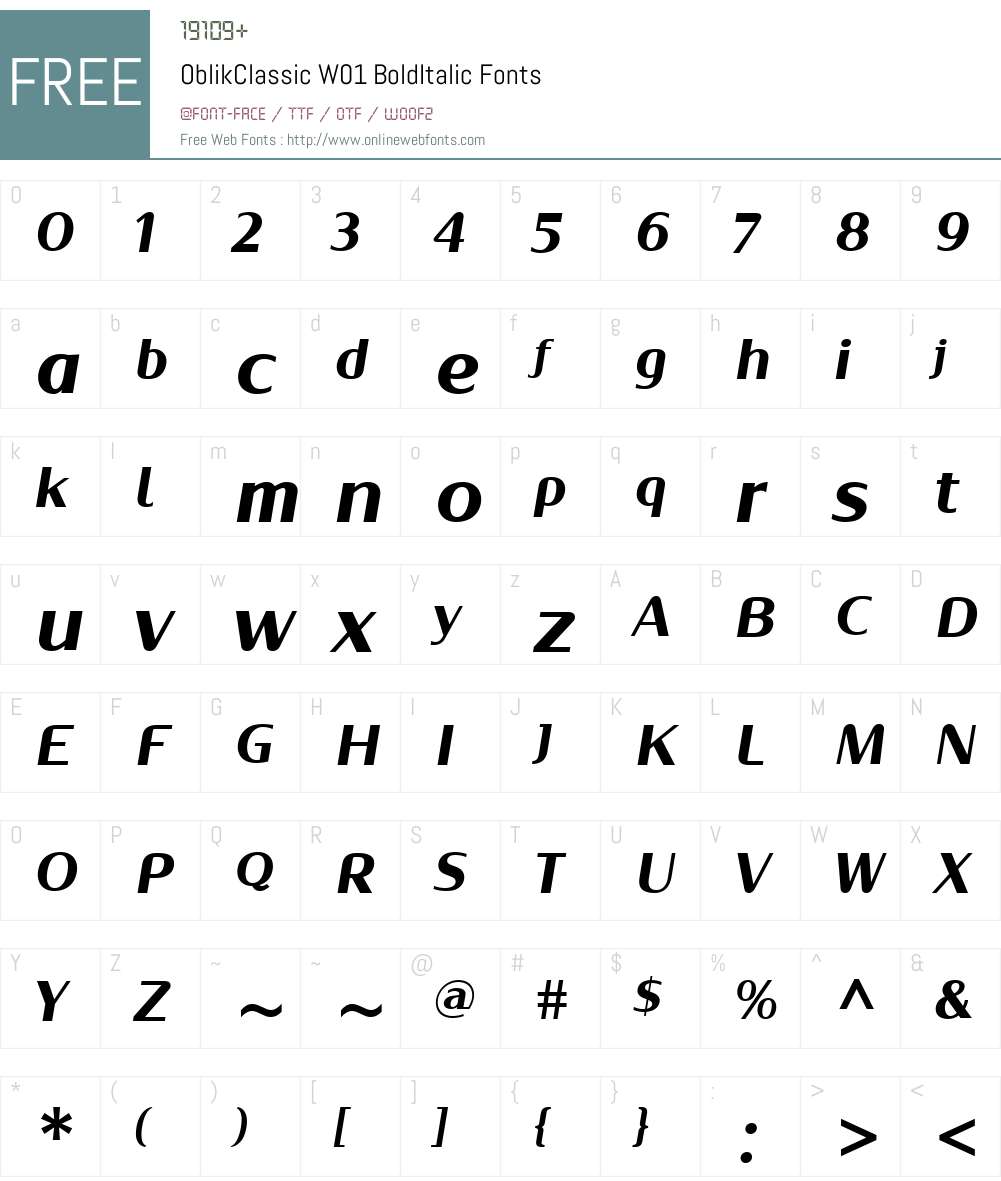 OblikClassicW01-BoldItalic Font Screenshots