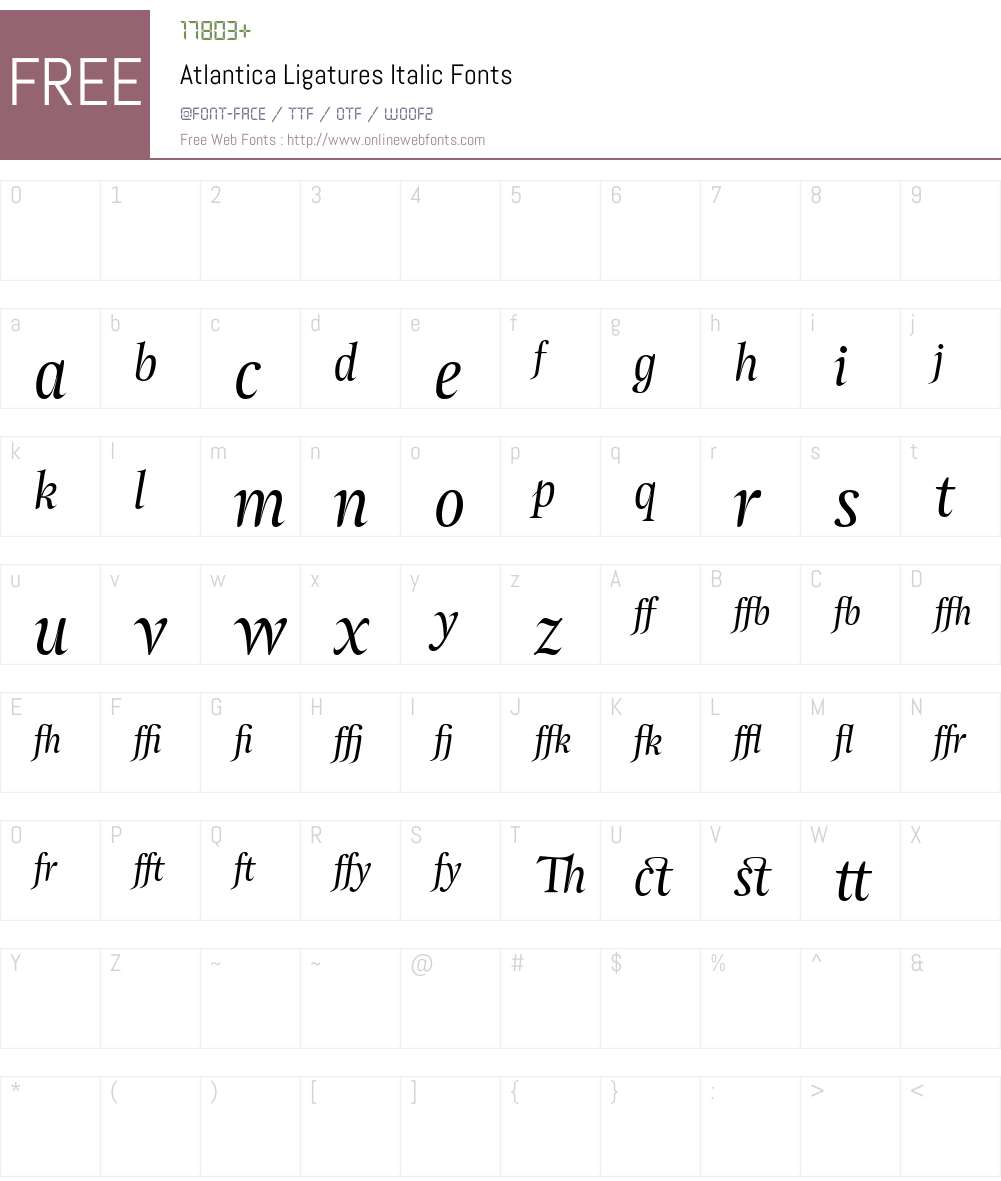 Atlantica Ligatures Font Screenshots