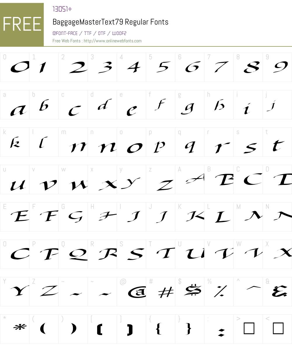BaggageMasterText79 Regular V2 Altsys Metamorphosis:10/28/94 Fonts Free ...