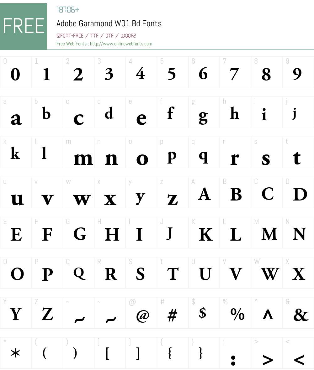 AdobeGaramondW01-Bd Font Screenshots