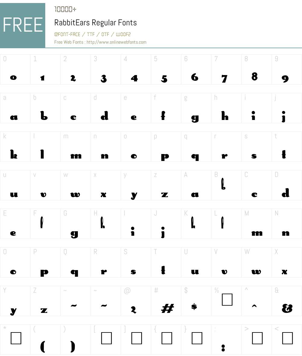 RabbitEars Font Screenshots