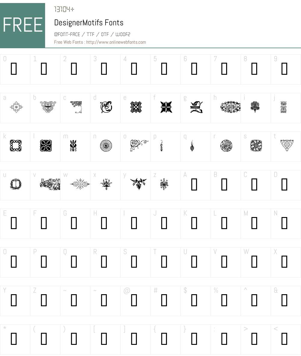 DesignerMotifs Font Screenshots
