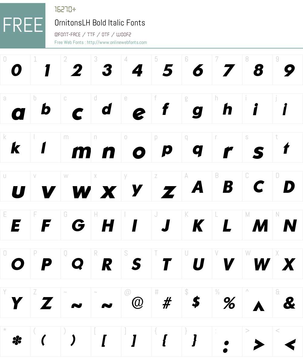 OrnitonsLH Font Screenshots