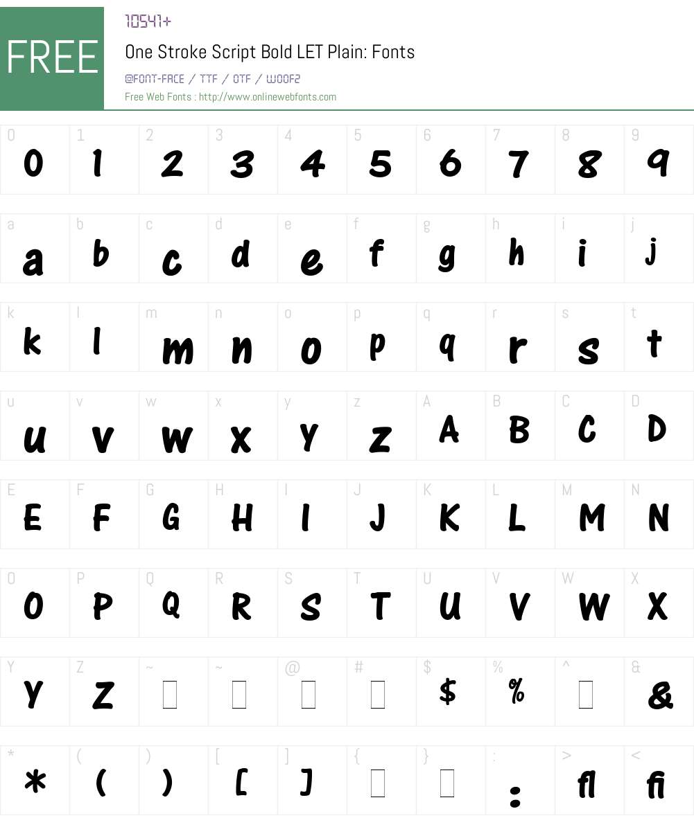 One Stroke Script Bold LET Font Screenshots