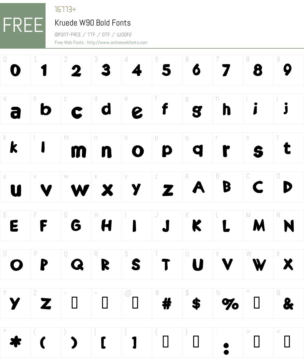 Kruede Font Screenshots