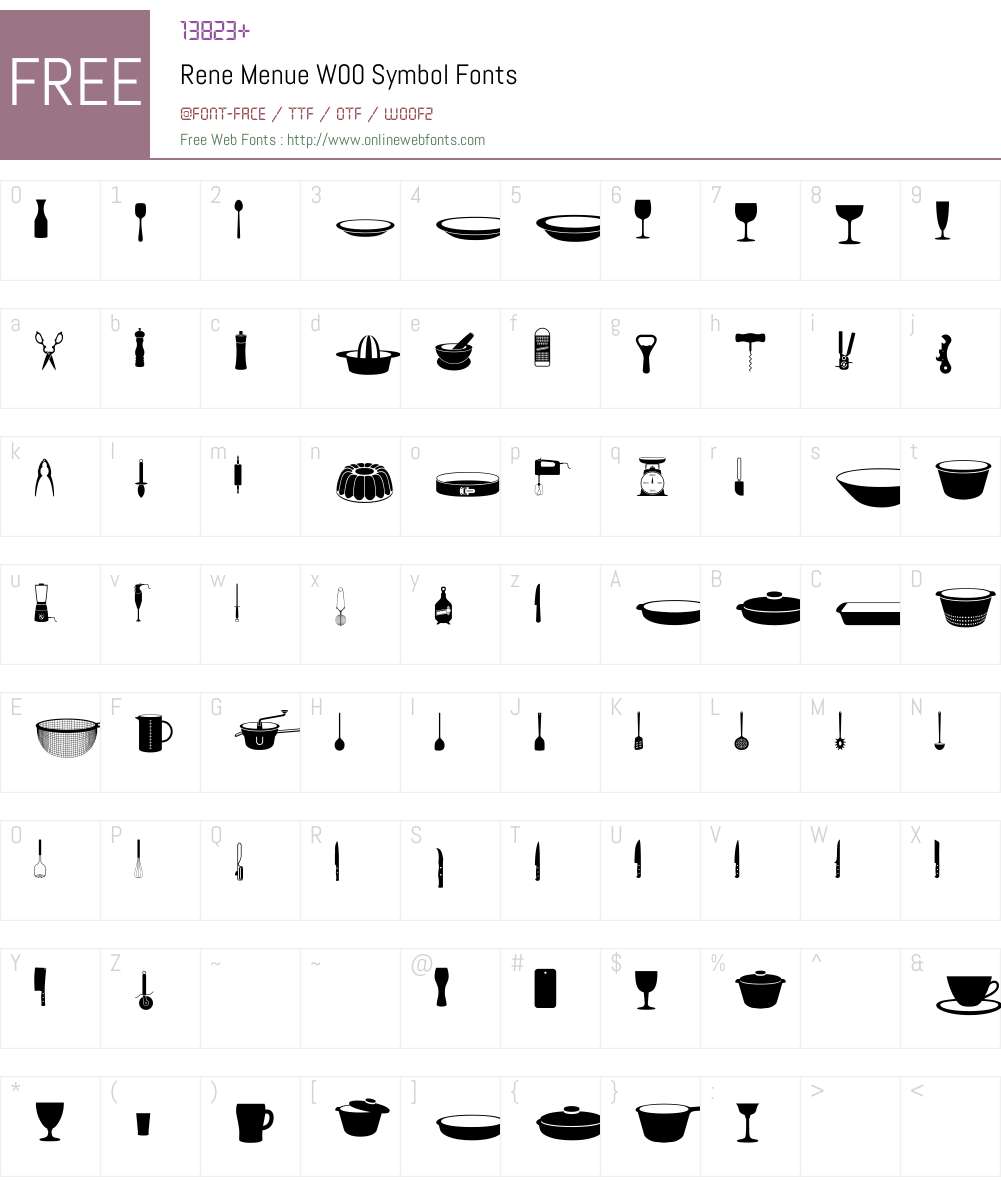ReneMenueW00-Symbol Font Screenshots