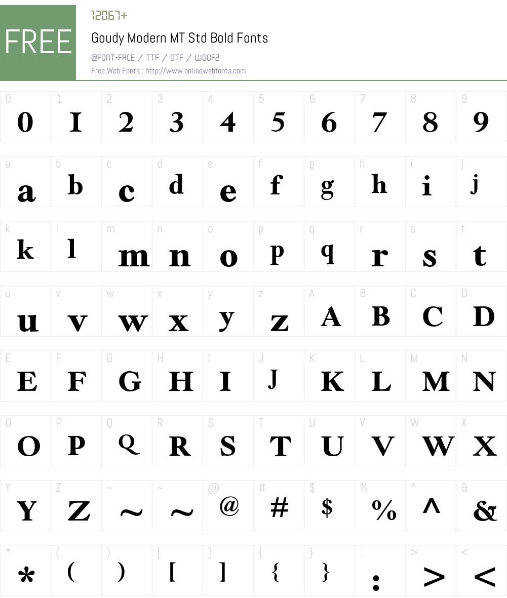 Goudy Modern MT Std Font Screenshots