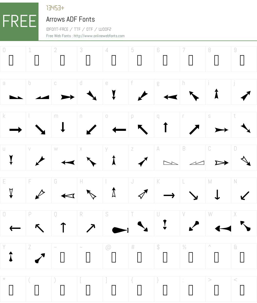 Arrows ADF Font Screenshots