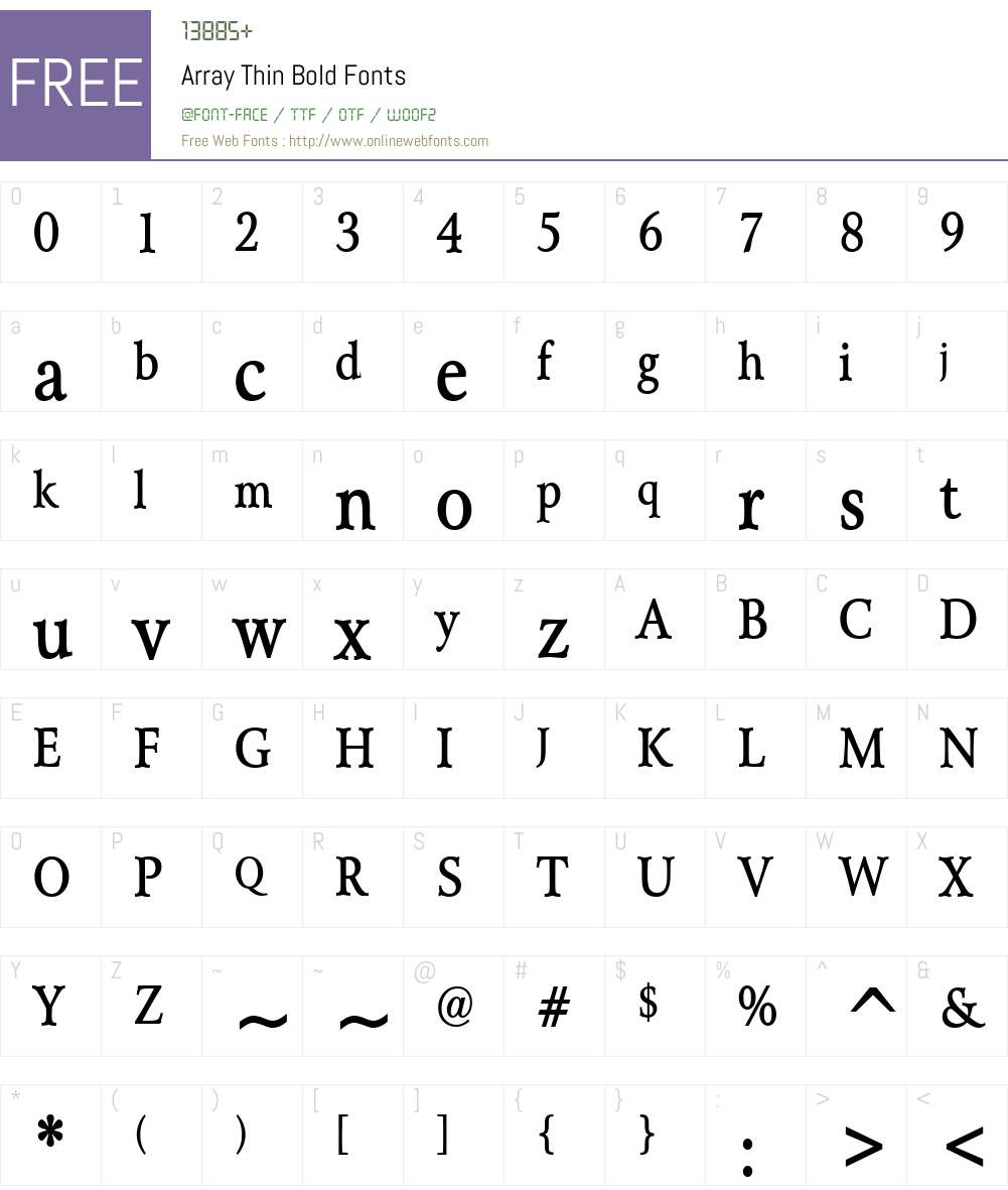 Array Thin Font Screenshots