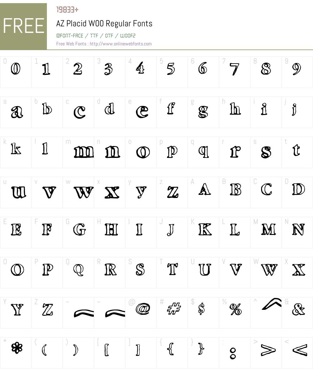 AZPlacidW00-Regular Font Screenshots