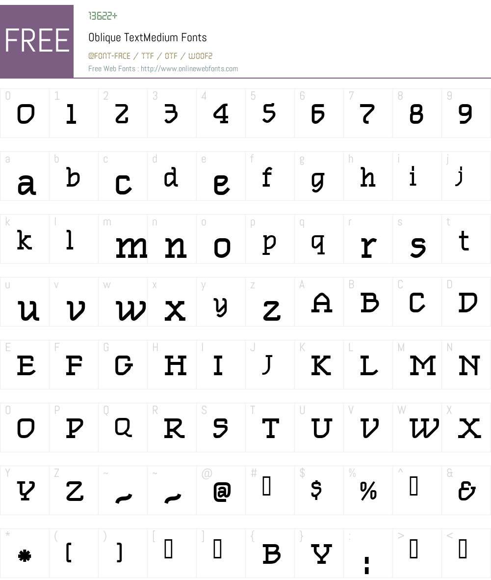 Oblique TextMedium Font Screenshots