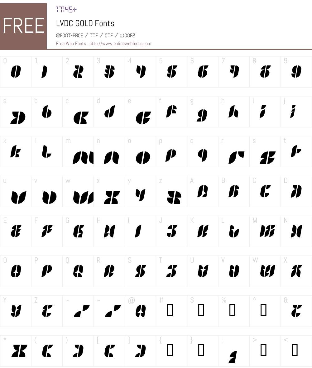 LVDC GOLD Font Screenshots