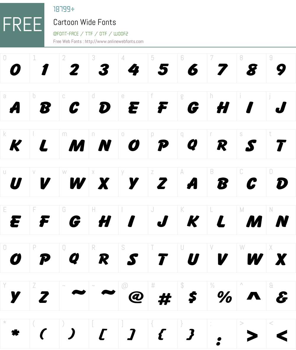 Cartoon Wide Font Screenshots