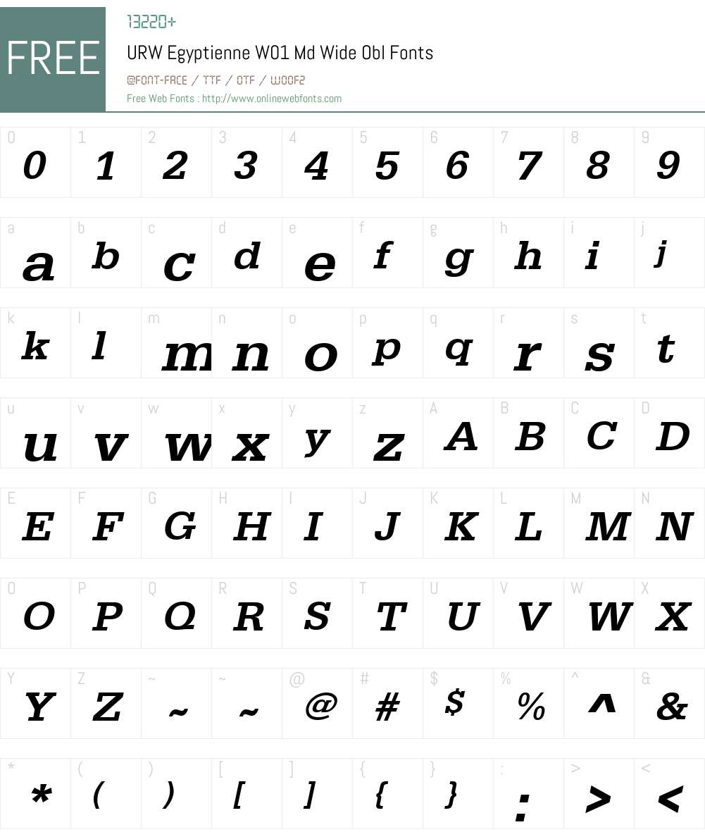 URWEgyptienneW01-MdWideObl Font Screenshots