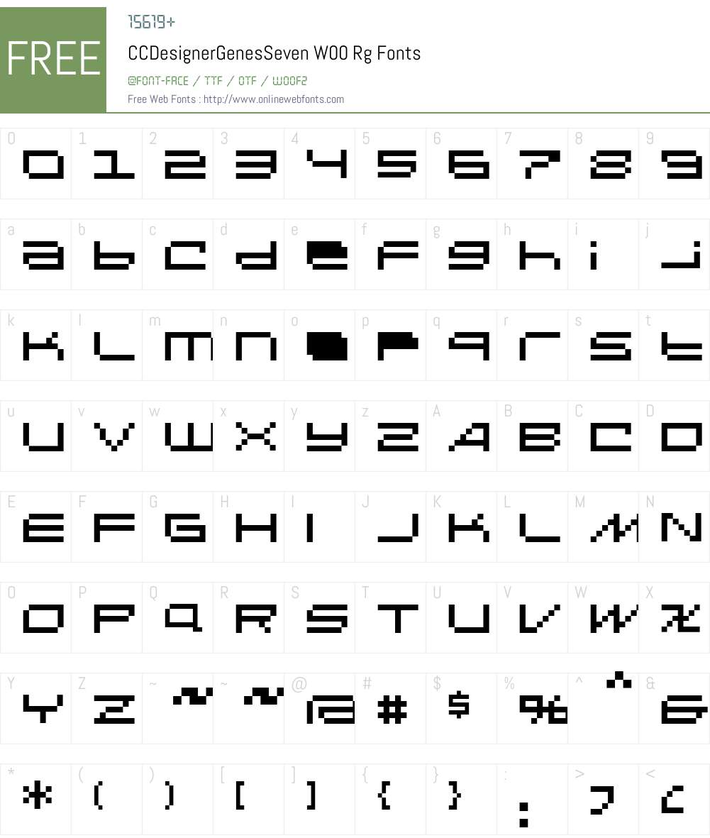 CCDesignerGenesSevenW00-Rg Font Screenshots
