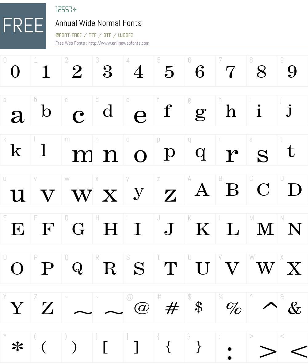Annual Wide Font Screenshots