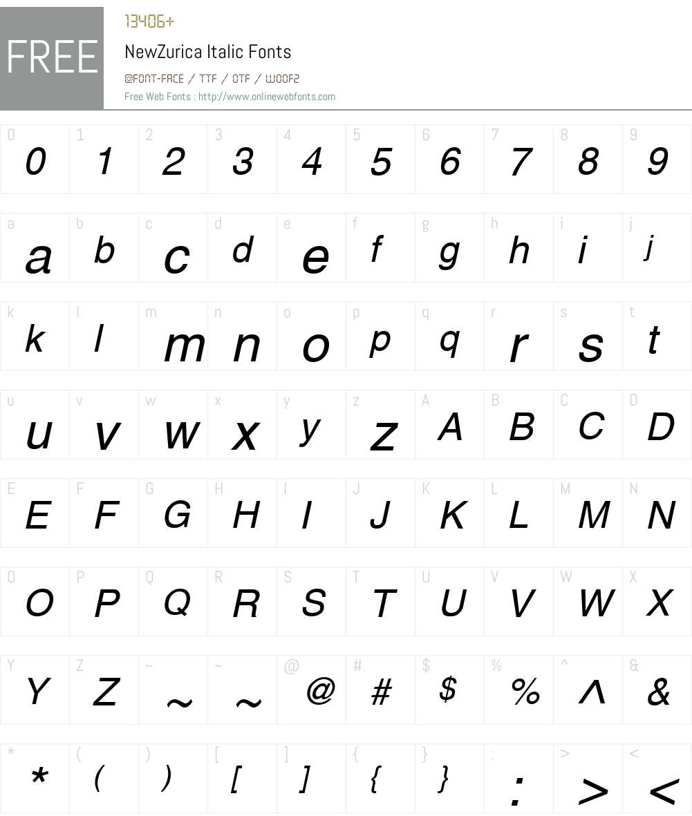 NewZurica Font Screenshots
