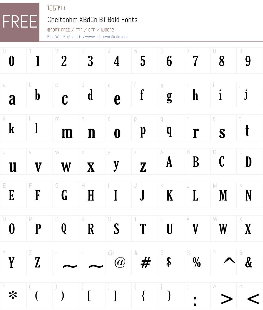 Cheltenhm XBdCn BT Font Screenshots