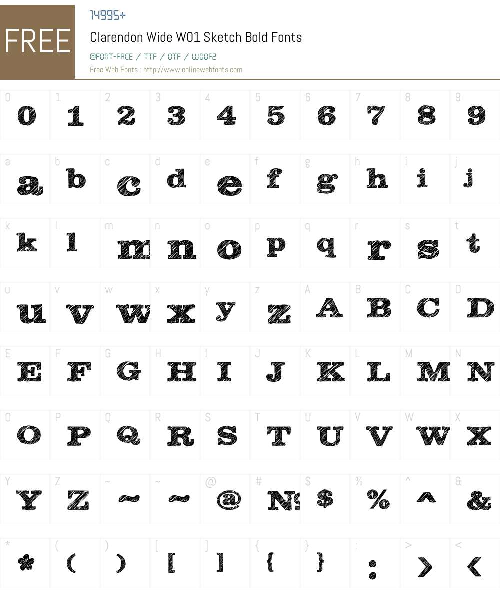 ClarendonWideW01-SketchBold Font Screenshots