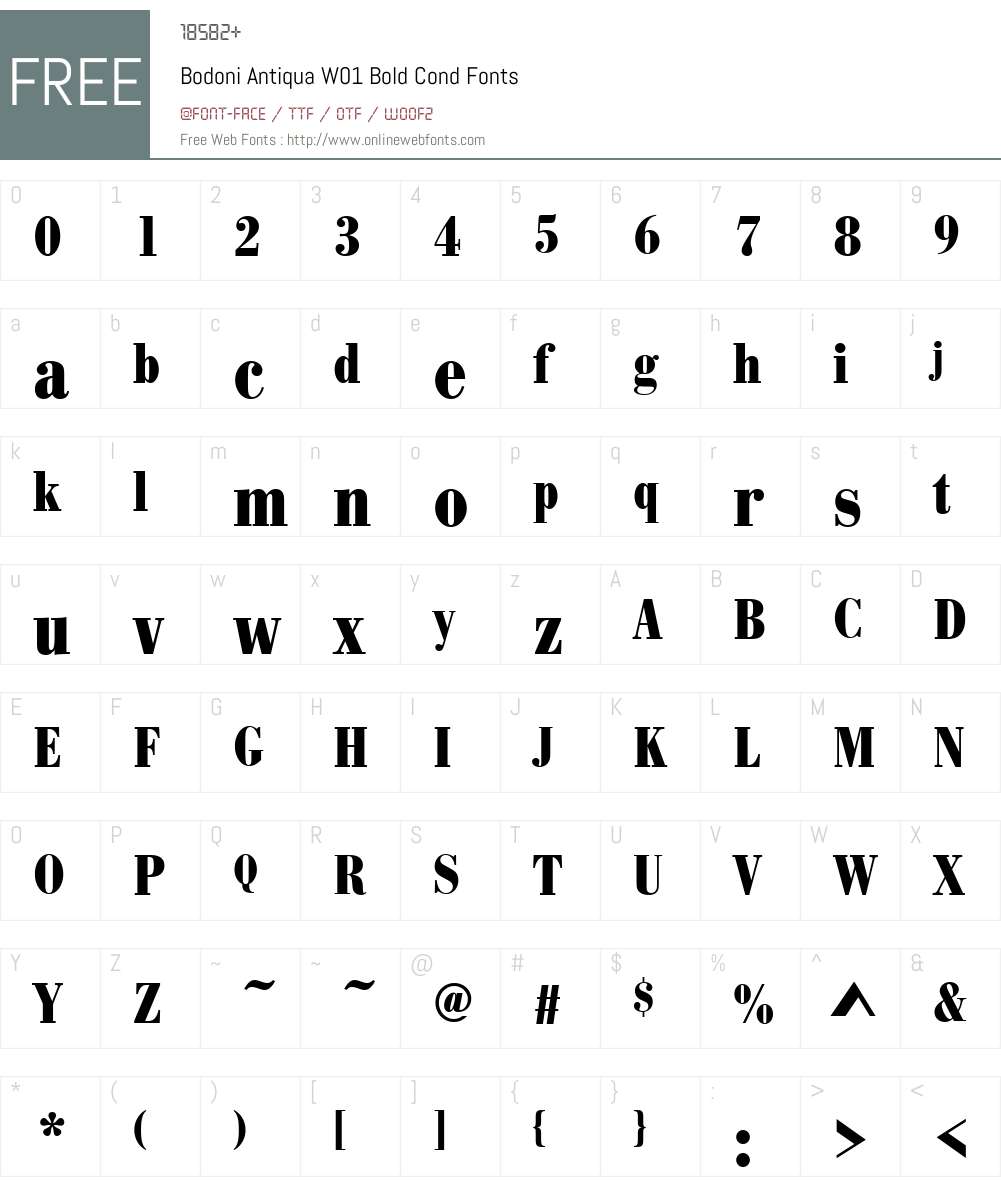 BodoniAntiquaW01-BoldCond Font Screenshots