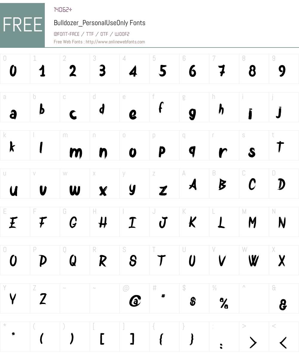 Bulldozer_PersonalUseOnly Font Screenshots