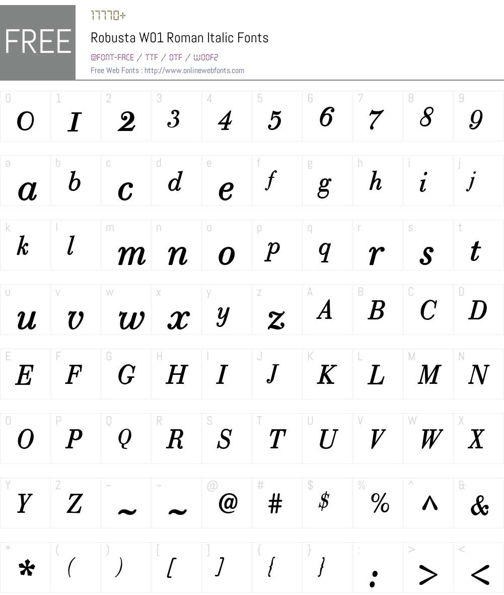 RobustaW01-RomanItalic Font Screenshots