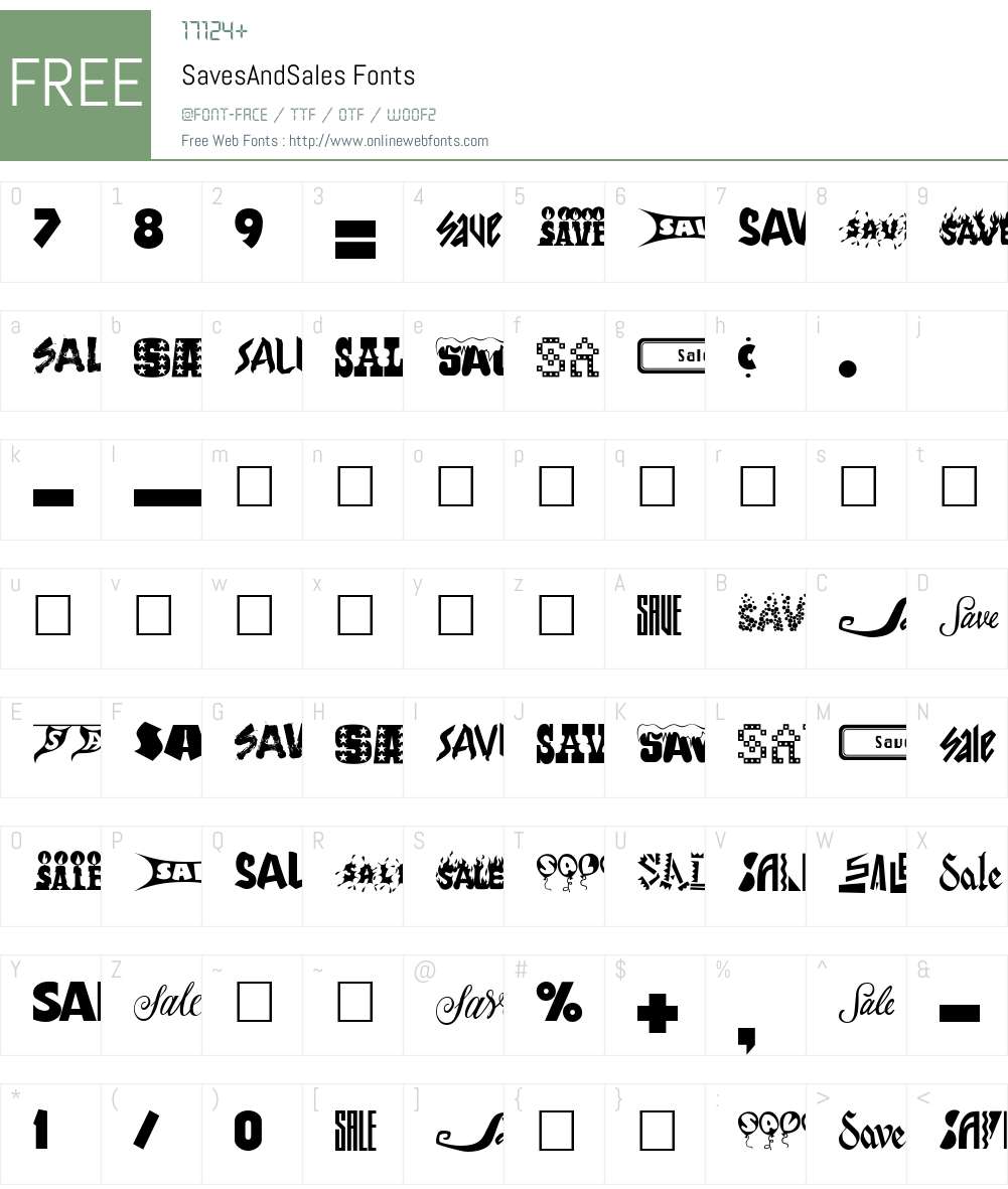 SavesAndSales Font Screenshots