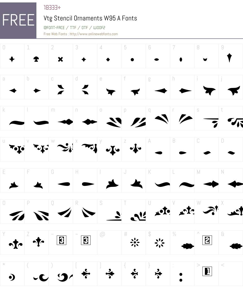 Vtg Stencil Ornaments Font Screenshots