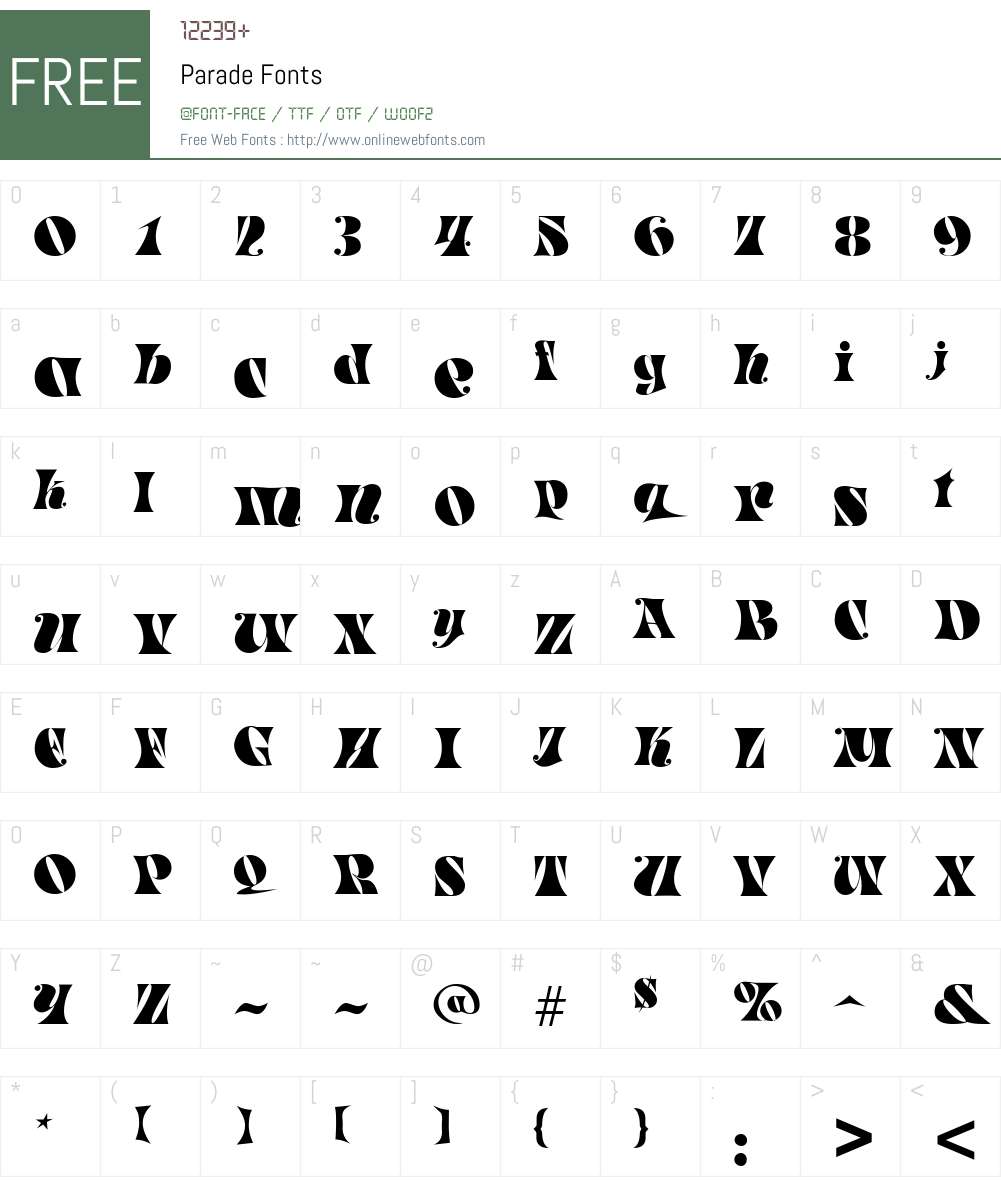 Parade Font Screenshots