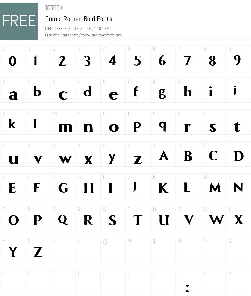 Comic Roman Font Screenshots