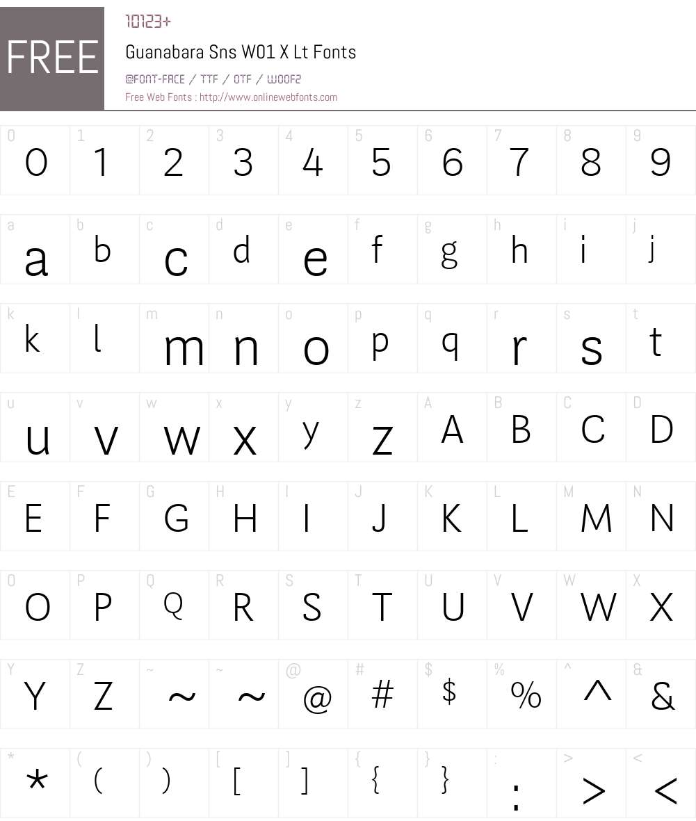 GuanabaraSnsW01-XLt Font Screenshots