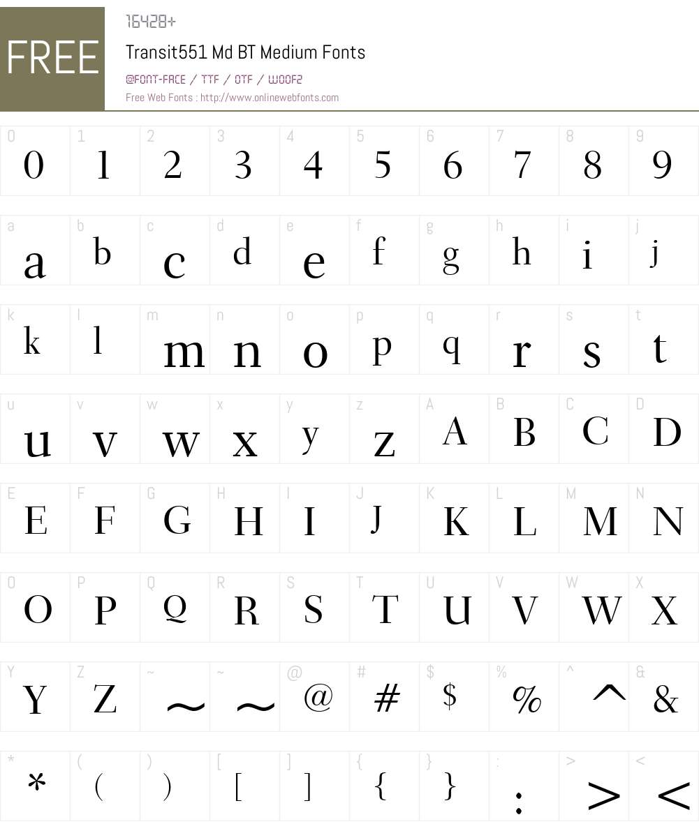 Transit551 Md BT Font Screenshots