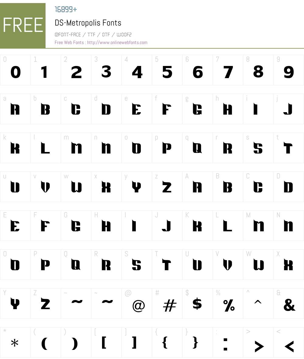 DS-Metropolis Font Screenshots
