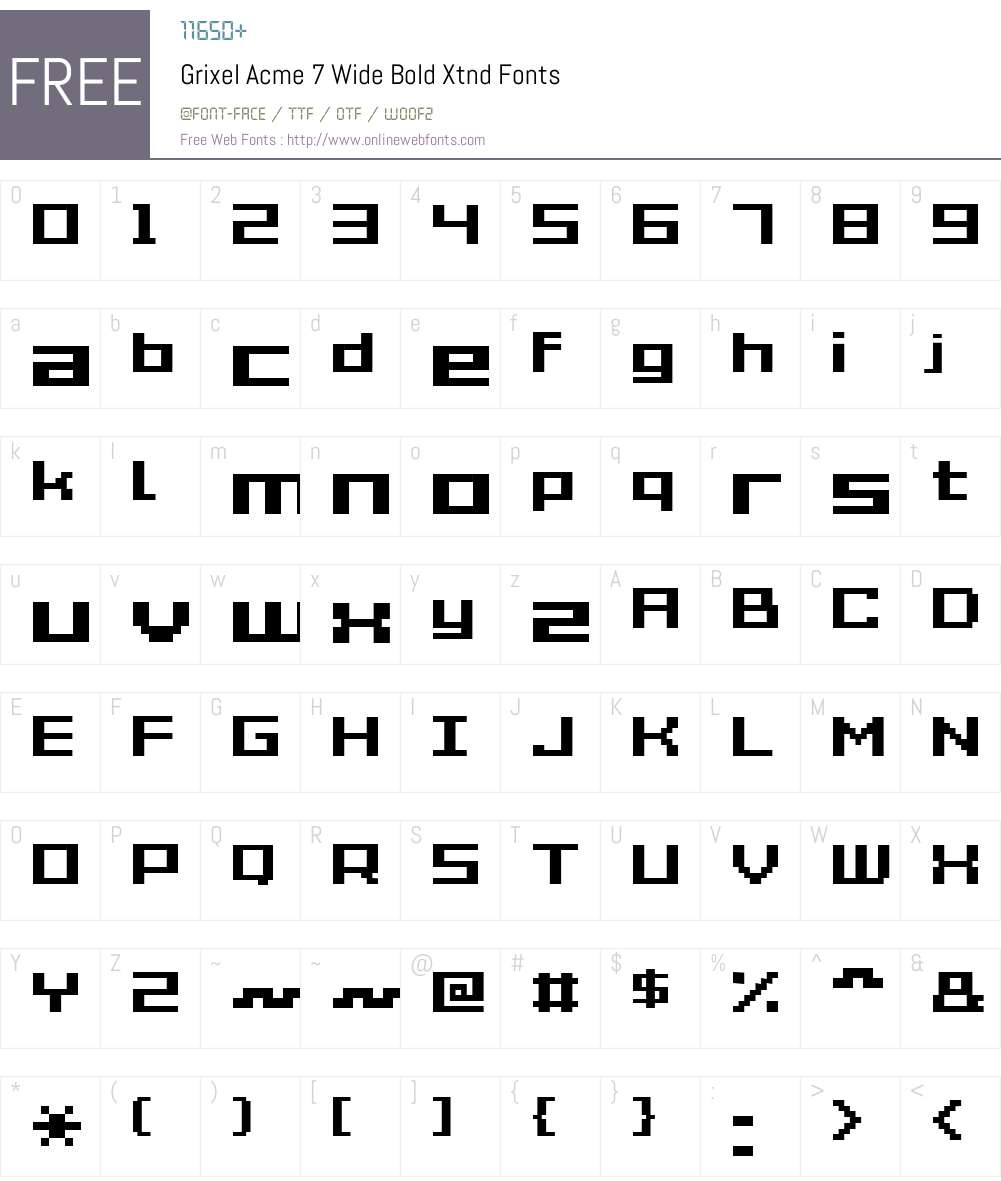 Grixel Acme 7 Wide Bold Xtnd Font Screenshots