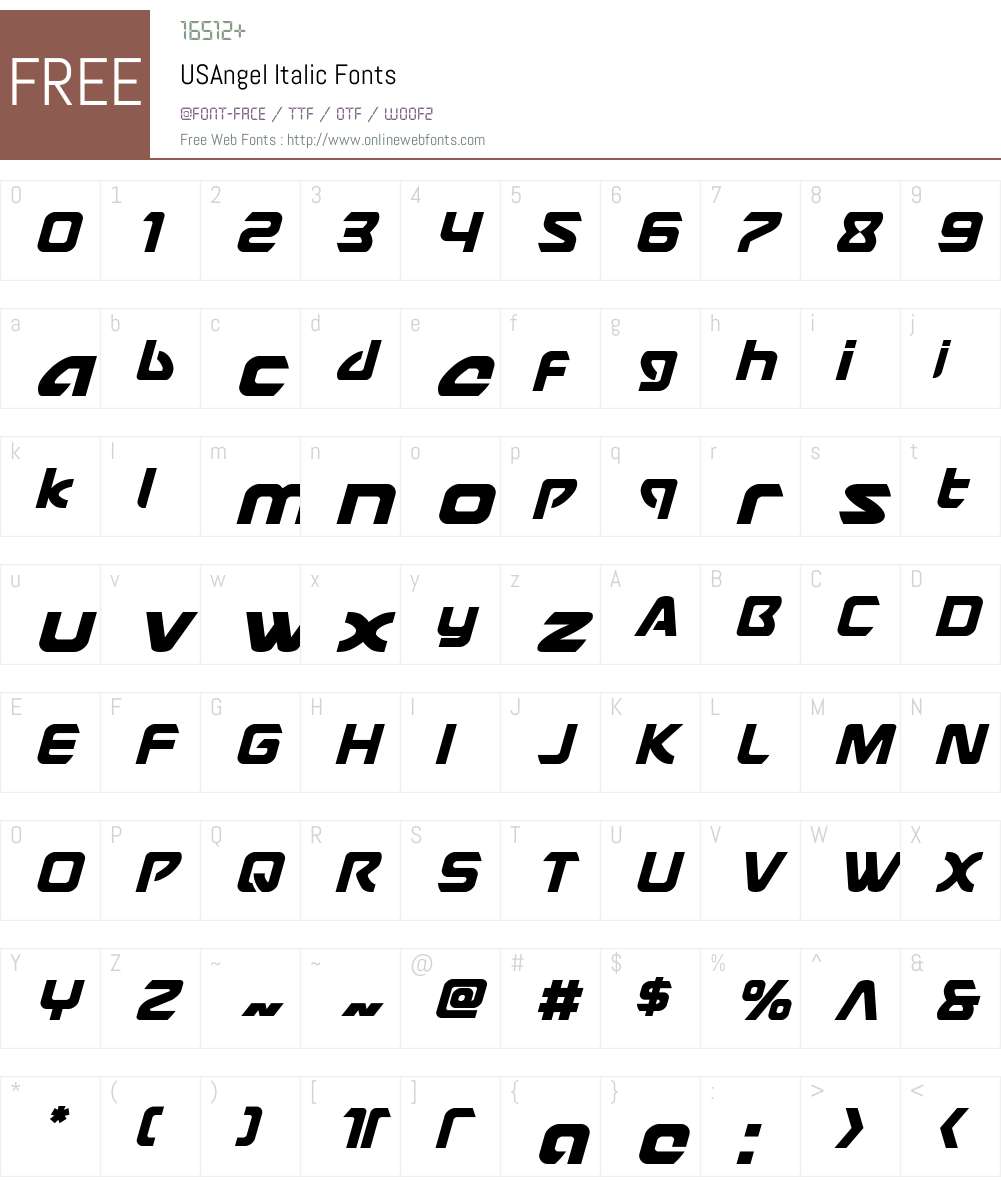 USAngel Italic Font Screenshots