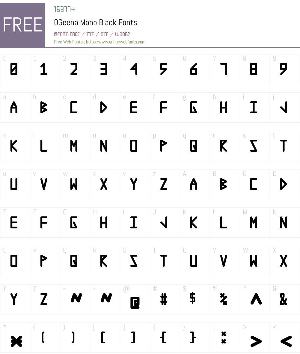 0GeenaMono-Black Font Screenshots