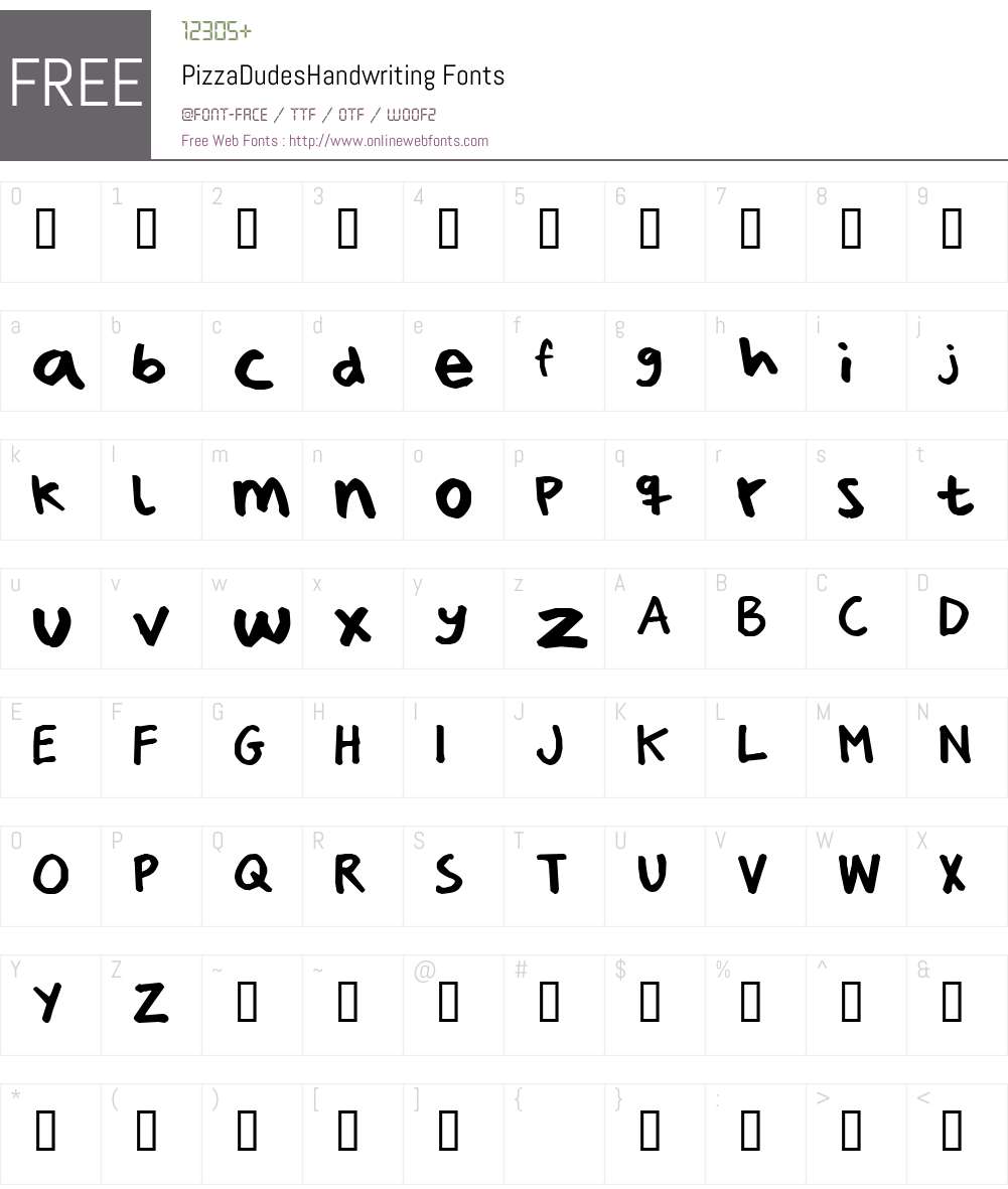 PizzaDudesHandwriting Font Screenshots