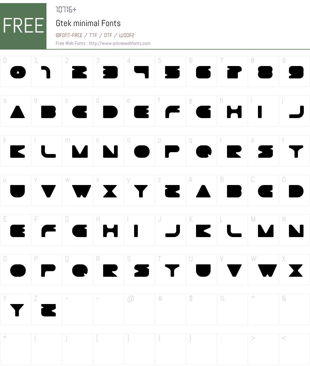 Gtek Minimal Font Screenshots