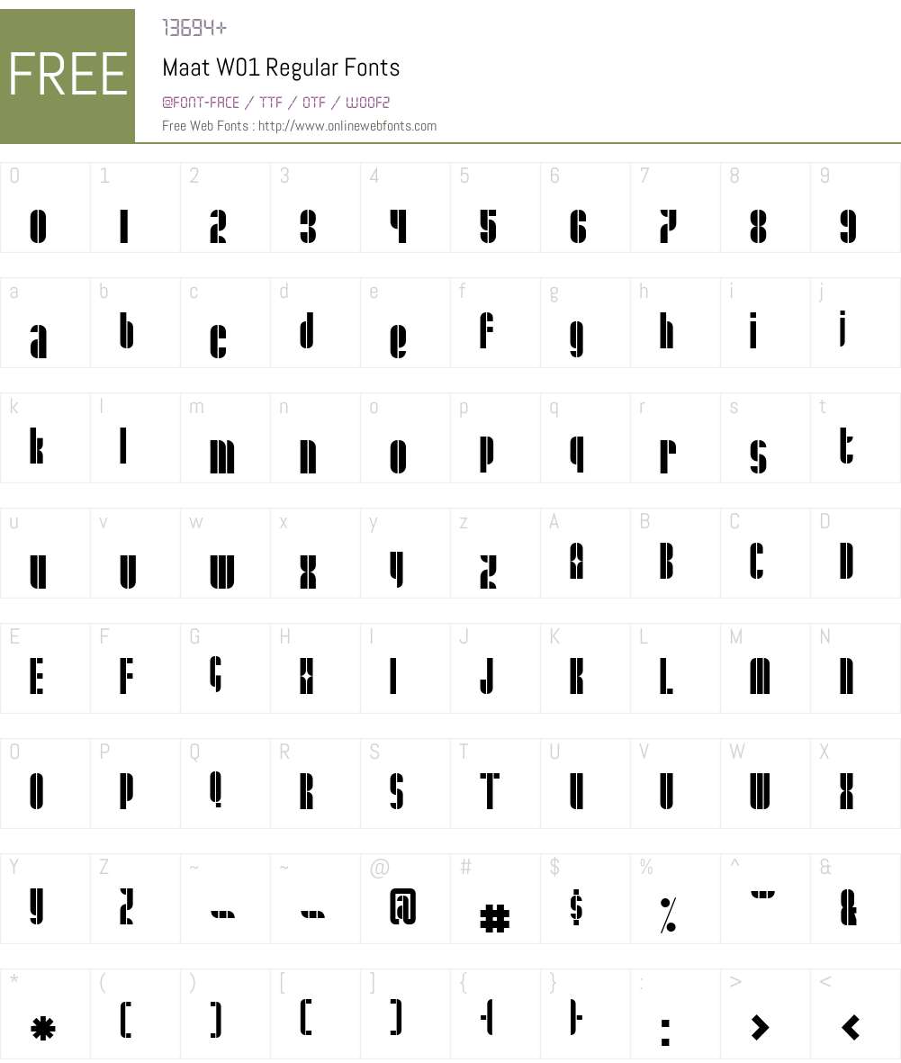 MaatW01-Regular Font Screenshots