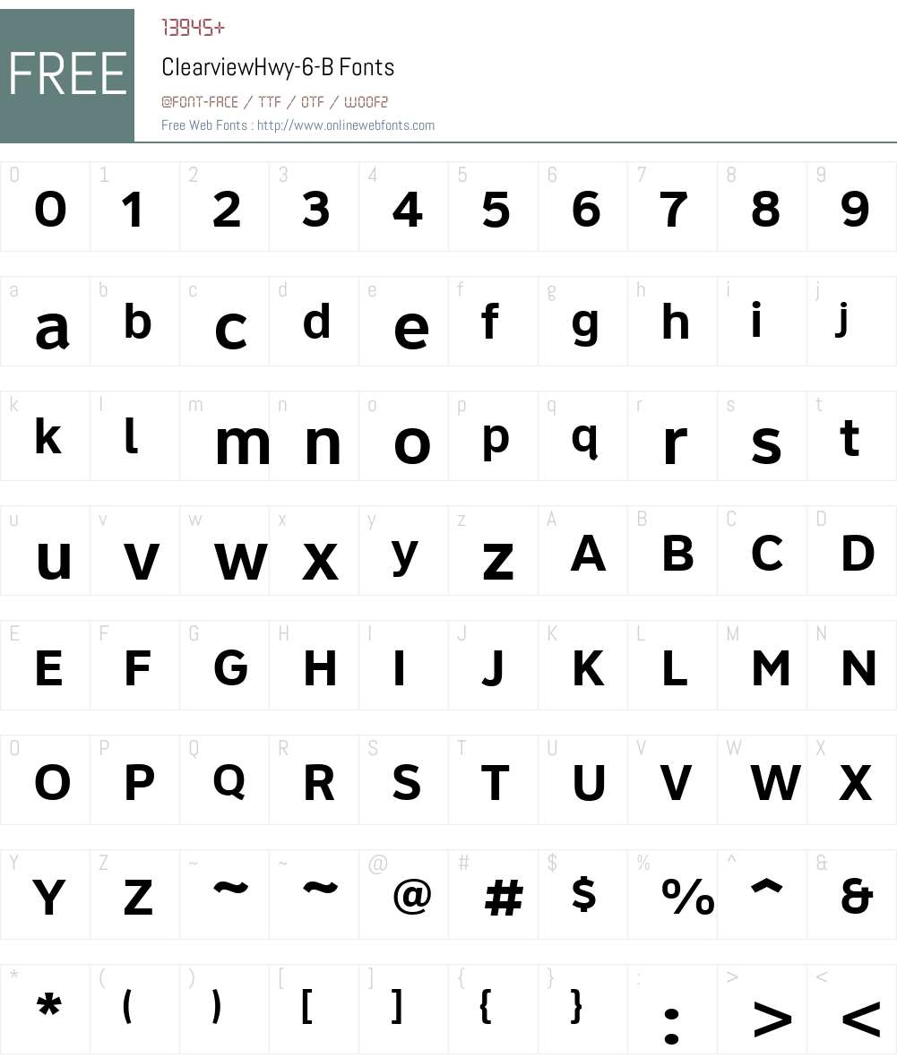 ClearviewHwy-6-B Font Screenshots