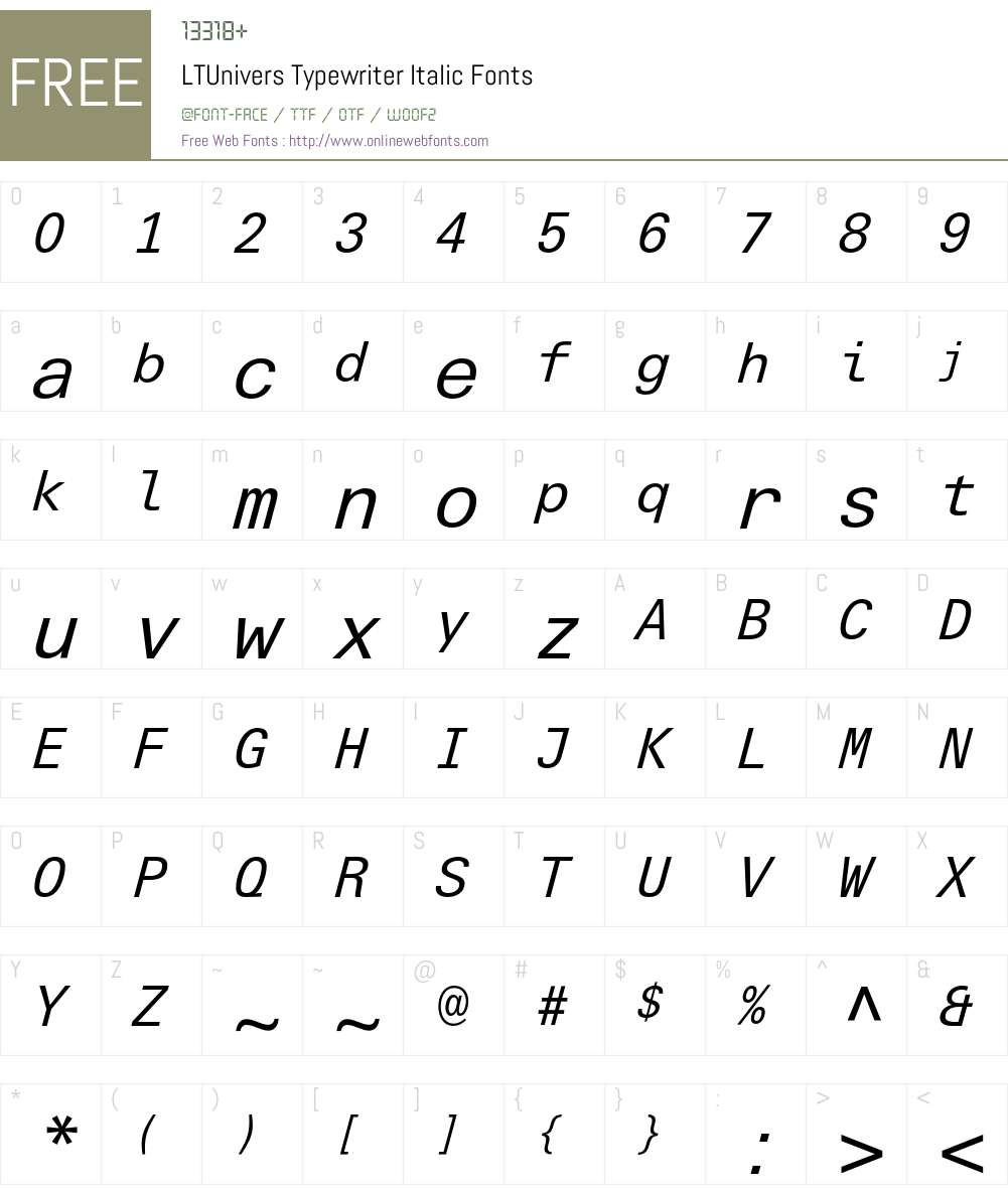 LTUnivers Font Screenshots