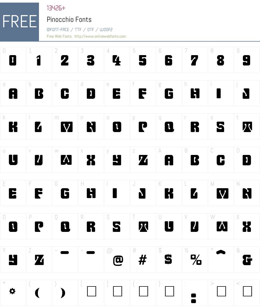 Pinocchio Font Screenshots