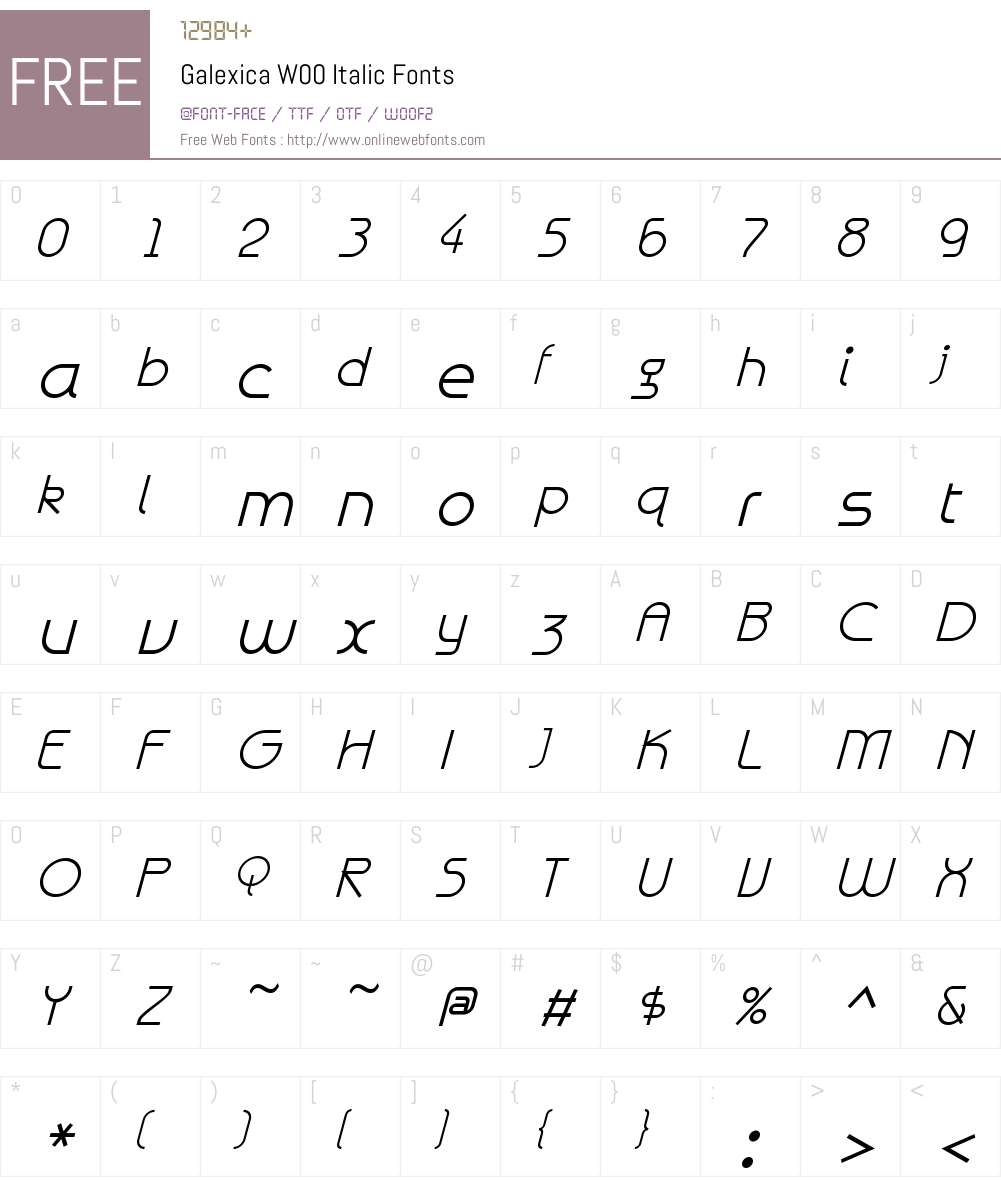GalexicaW00-Italic Font Screenshots